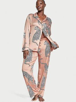 Піжама Victoria's Secret Satin Long Pajama Set Leopard L 2961 фото