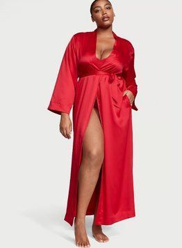 Сатиновий халат Victoria's Secret Satin Flounce Robe M\L 7096 фото