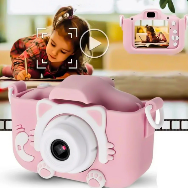 Дитячий фотоапарат XO XJ01 із силіконовим чохлом та ремінцем, Pink WW-2403-08 фото